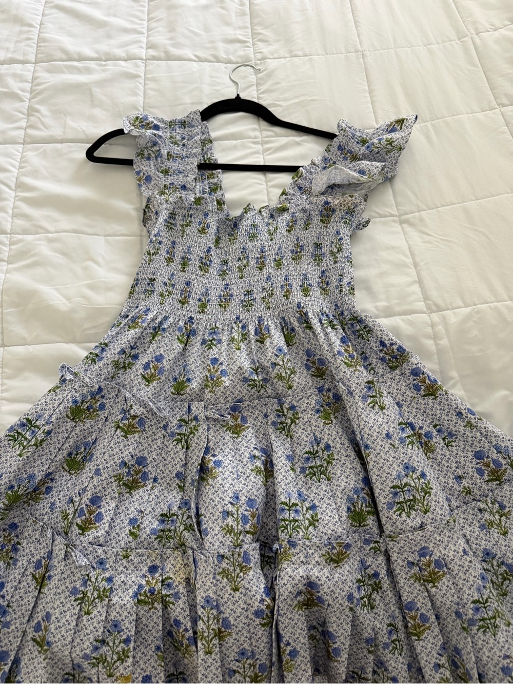 Hill House Light Blue Floral Smocked Square-Neck Mini Dress - Picture 6 of 7